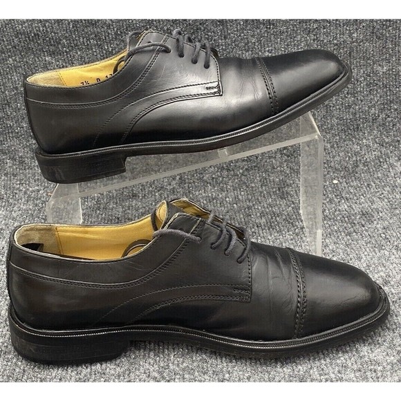 Florsheim Shoes Mens Size 7.5 Imperial Cap Toe Oxford Black Leather Made Italy - Picture 6 of 10